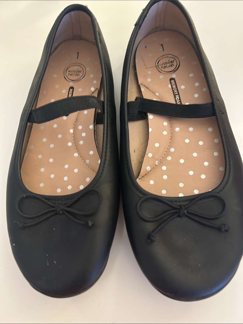 wonder nation Black Girls' Mary Jane Ballet Flats with Bow